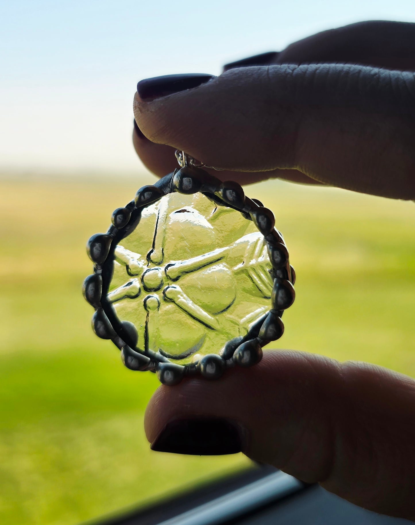 Clear Floral Indiana Glass Pendant