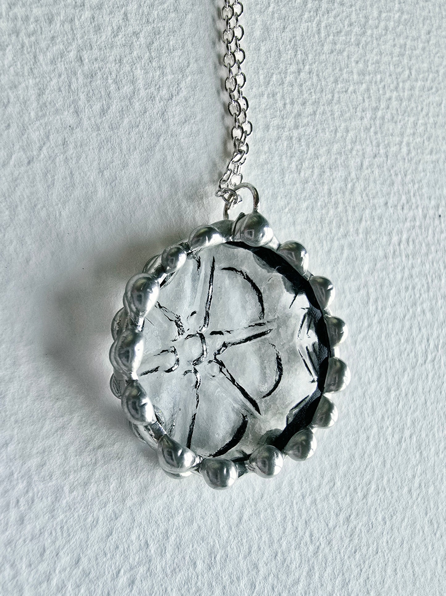 Clear Floral Indiana Glass Pendant
