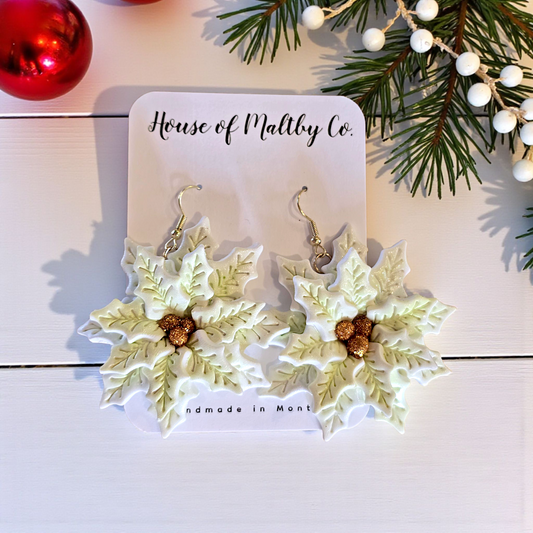 Pearl White Pointsettas: Large and Medium option