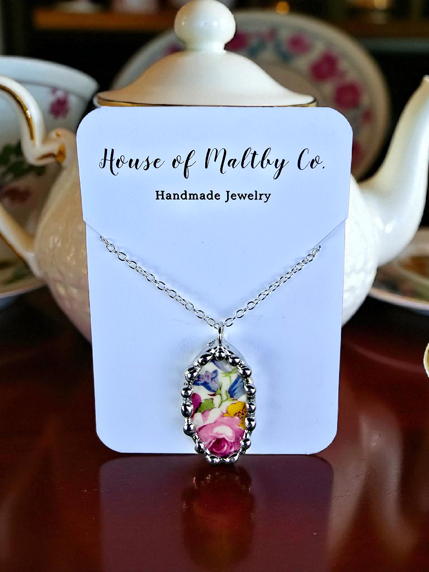 Roses and Blue Bells Necklace