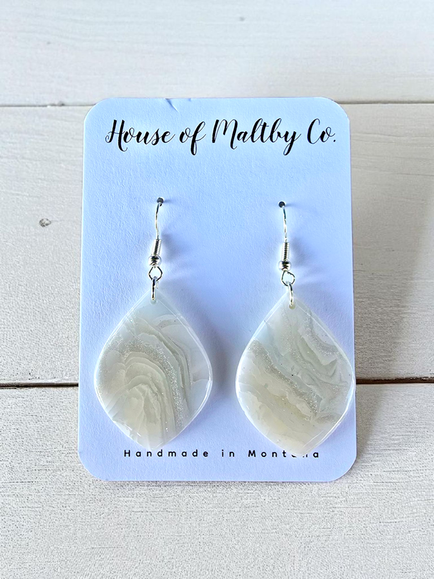 White Pearl Agate Earrings: 2 options