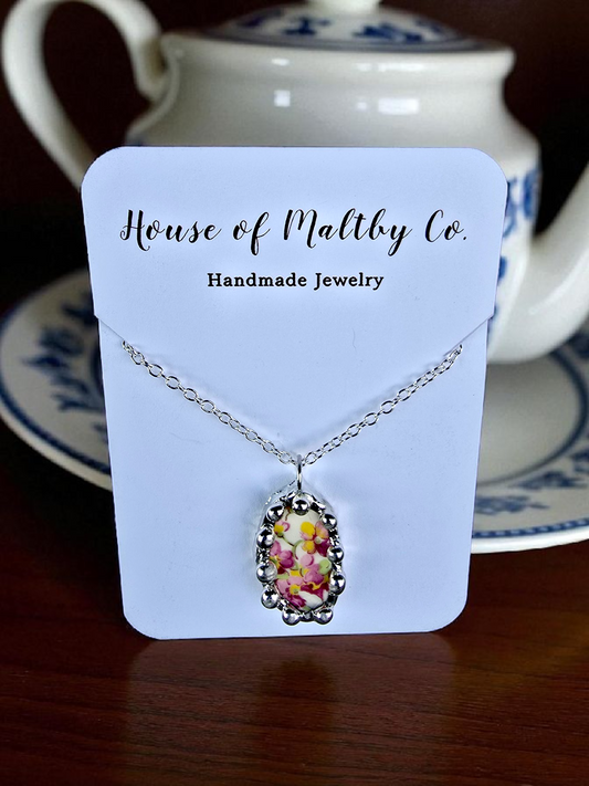 Pink and Yellow Hydrangea Necklace