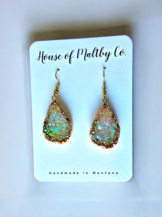 Faux Angel Druzy Quartz Earrings