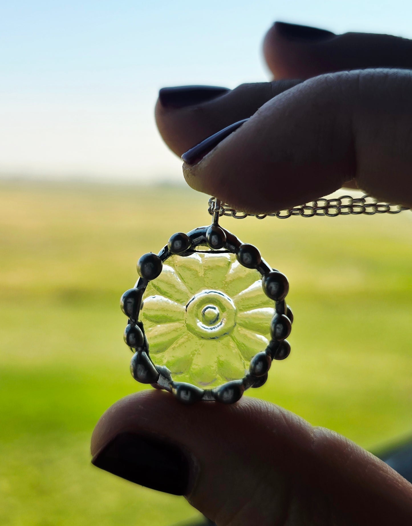Clear Daisy Indiana Glass Pendant
