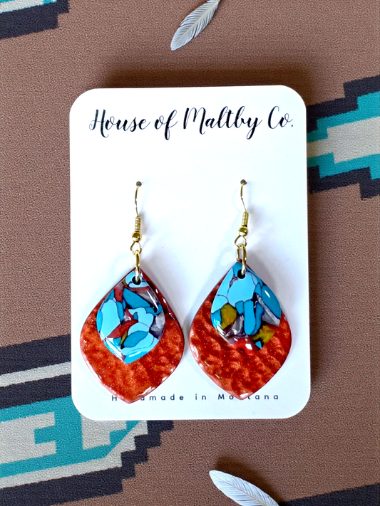 Faux Spiny Oyster Turquoise Earrings