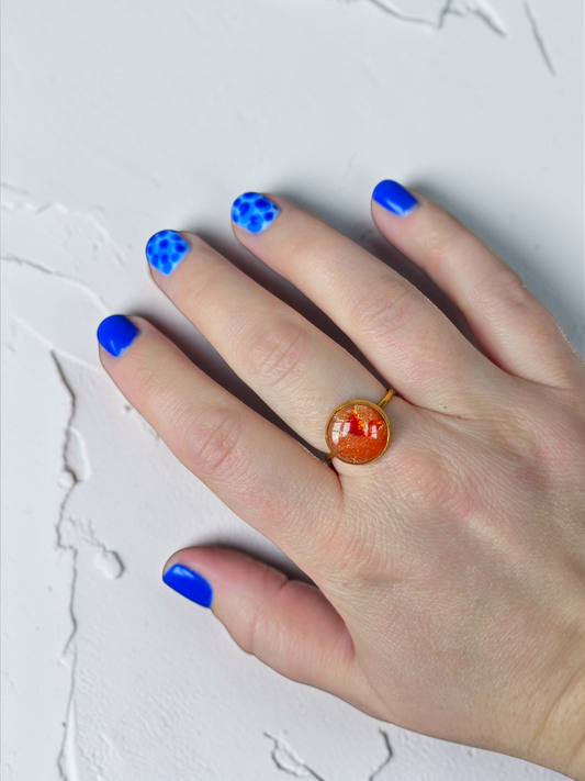 Faux Sunstone Gold Adjustable Ring