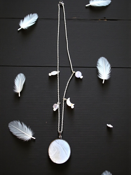 Pearl Lace Agate Charm Necklace