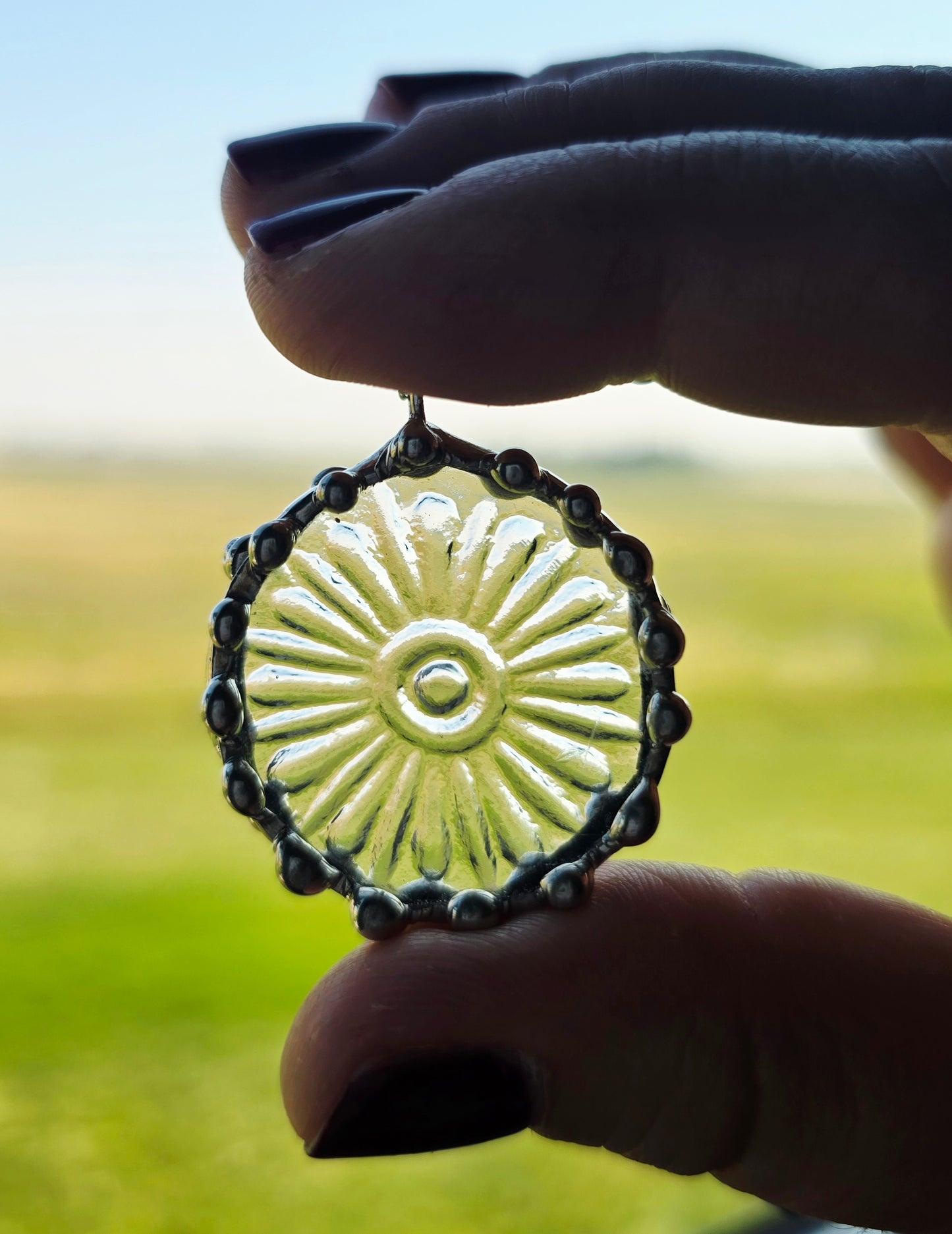 Clear Daisy Indiana Glass Pendant