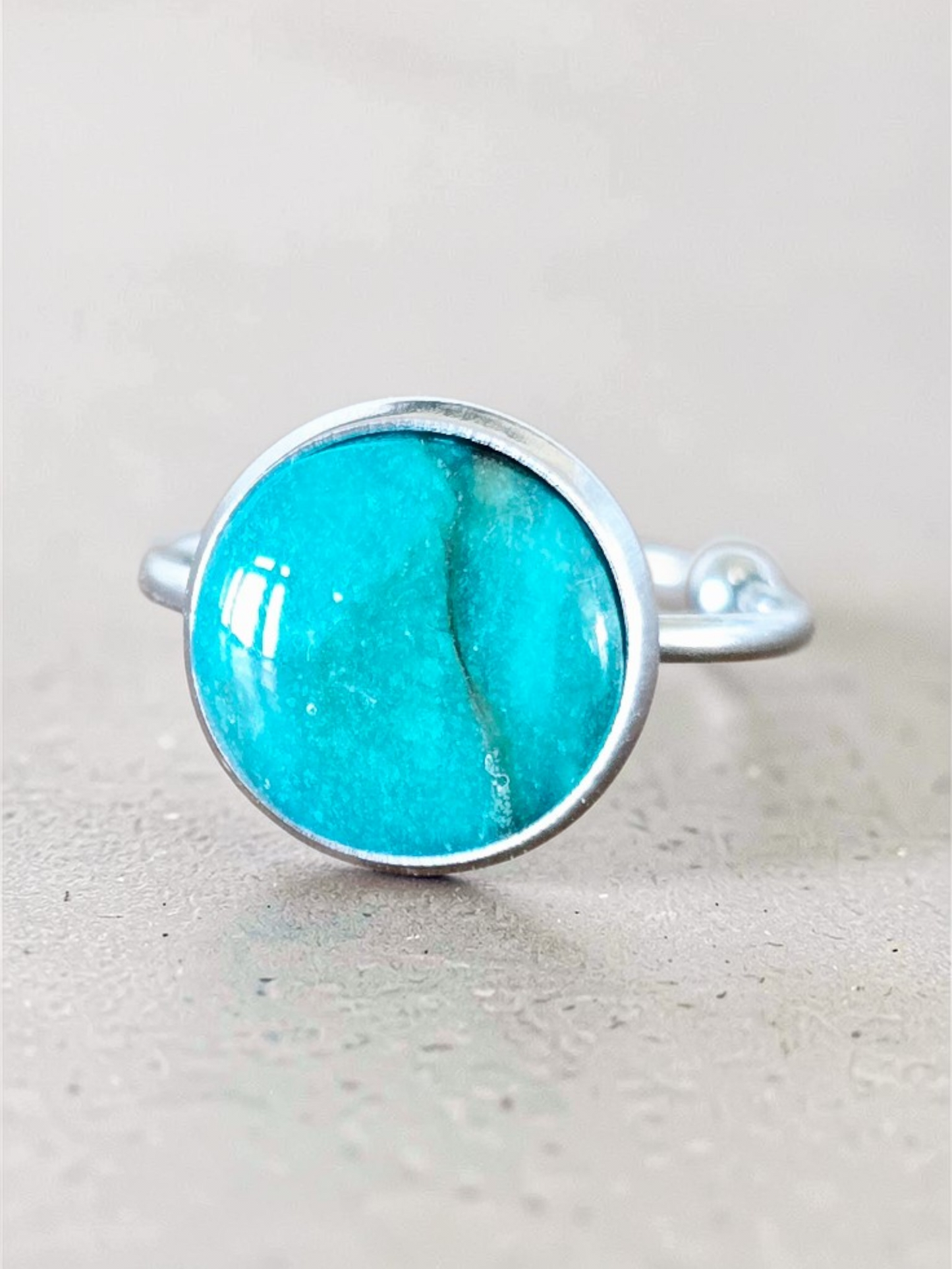 Faux Apatite Silver Adjustable Rings