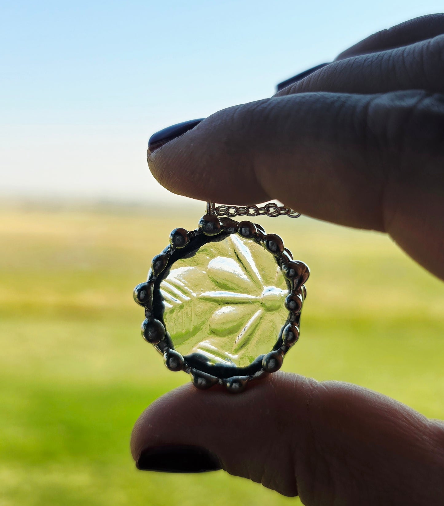 Clear Floral Indiana Glass Pendant